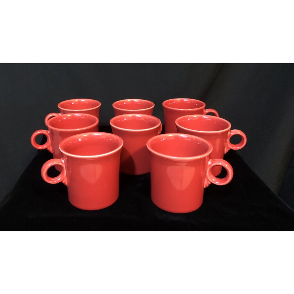 Fiesta Fiestaware 8Pc Red Tom and Jerry 8 Oz Mugs EXCELLENT